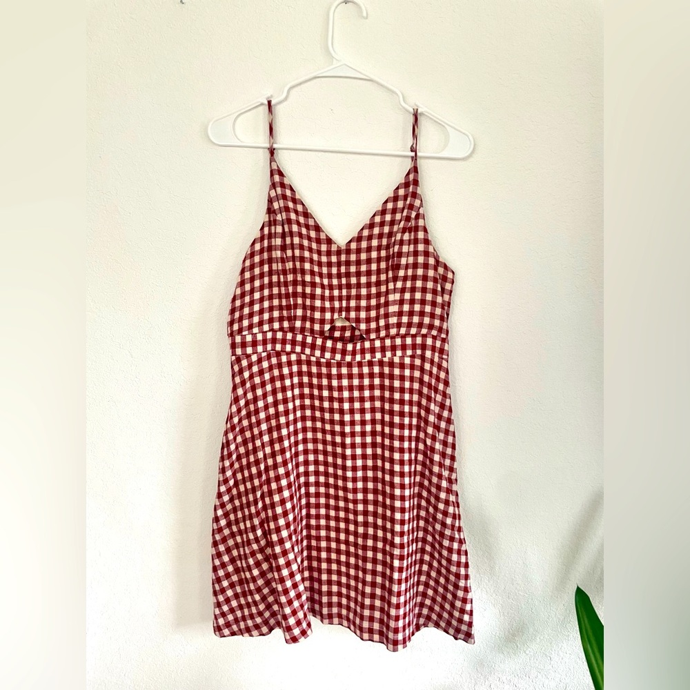 Red & white checkered mini dress, size M.